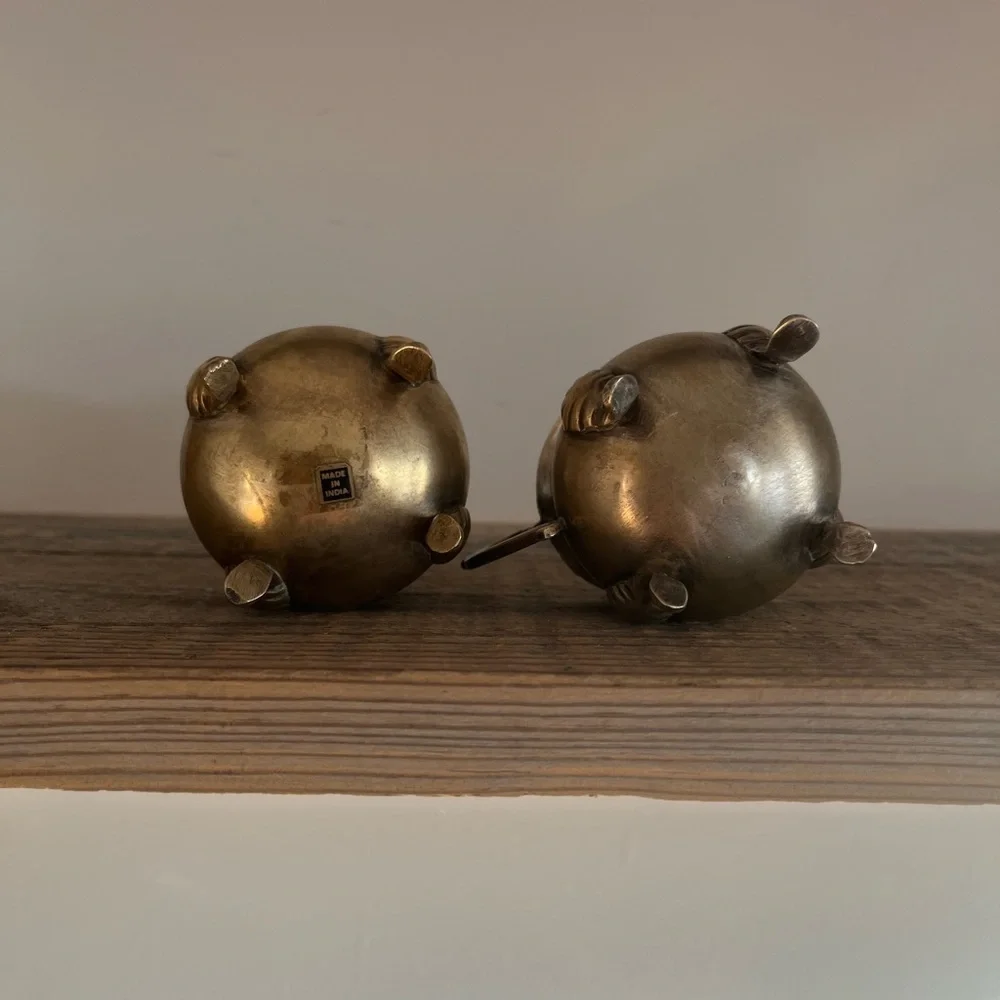 Vintage Brass Creamer and Sugar Bowl Set